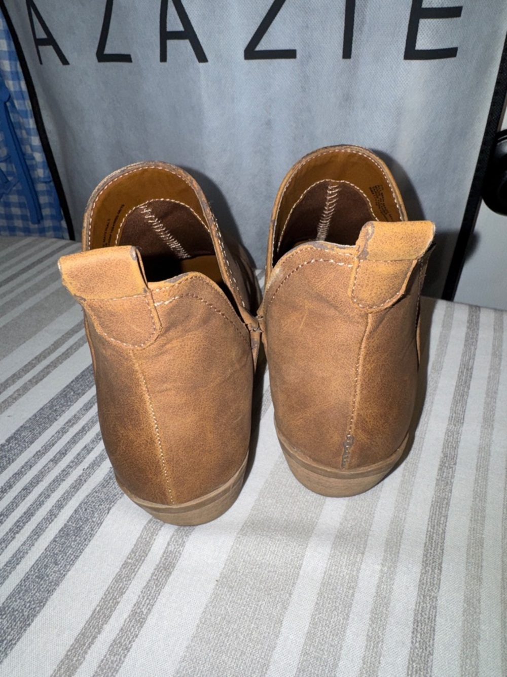 Brown Faux Leather Ankle Booties - Picture 3 of 5